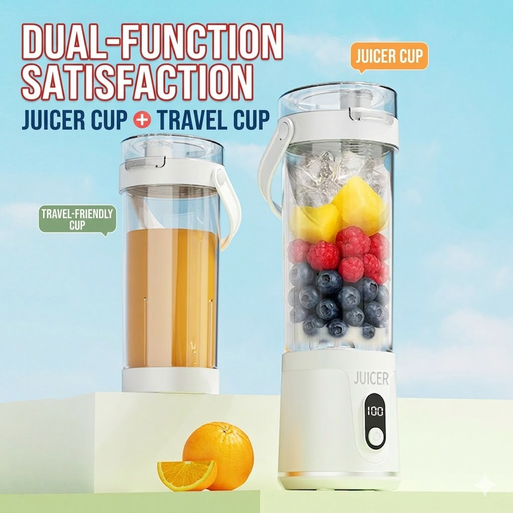 Portable USB Rechargeable Juicer, Pulp Separation Blender Cup, Multifunctional Fruit Juice Maker for Home and Outdoor Use